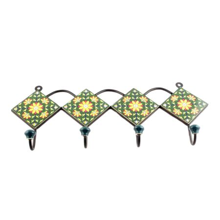 Forest Green And Yellow Sunflower Ceramic Tiles Hooks Online